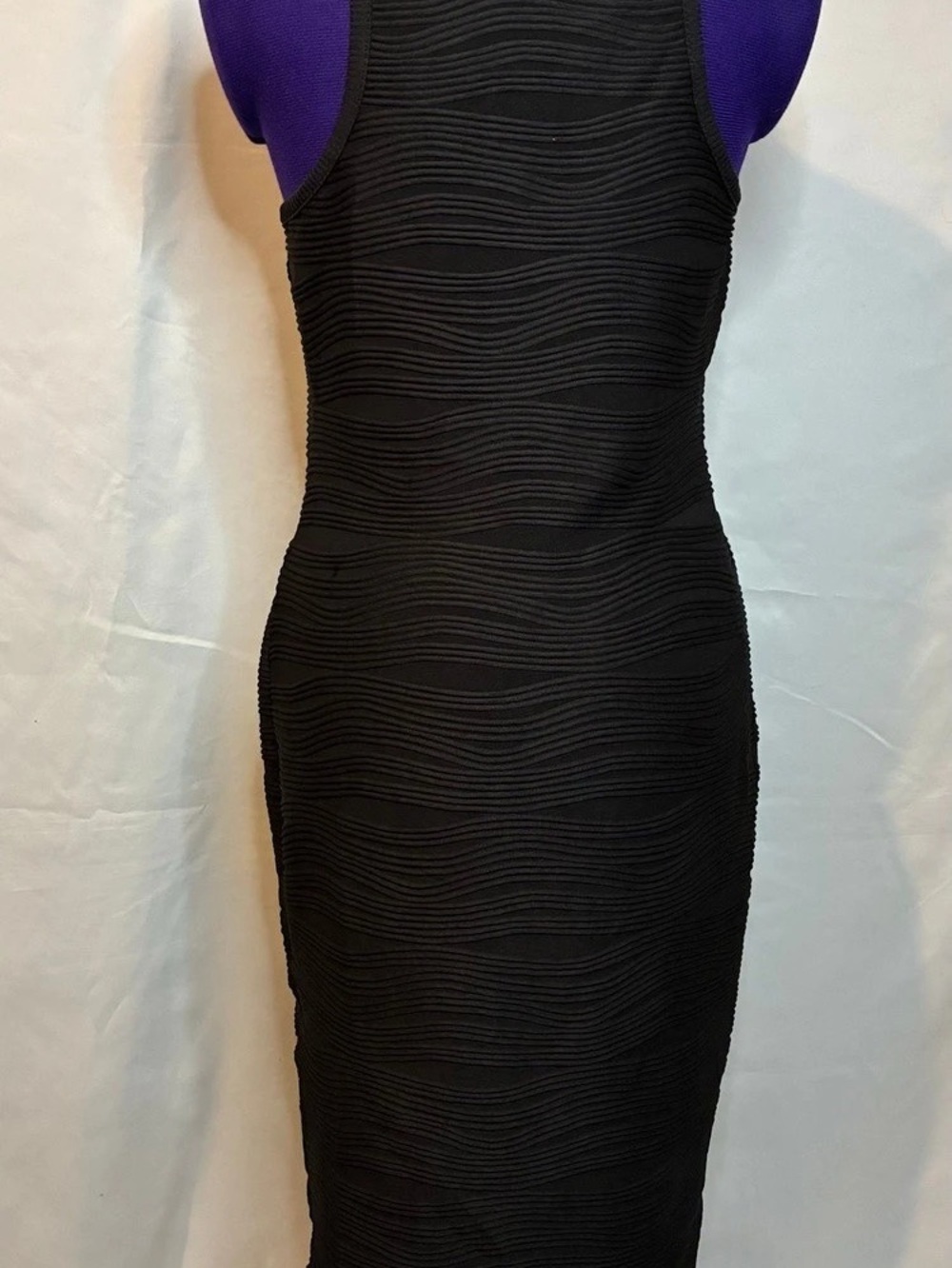 Planet Gold Black Textured Midi Dress Size Large